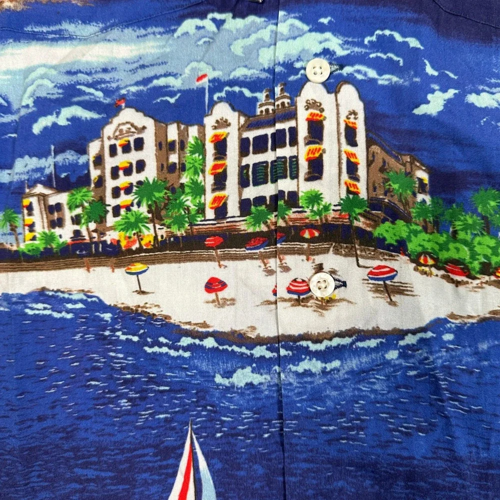 NWT Polo Ralph Lauren Men's Tropical Island Sailboat Hawaiian Shirt Size Medium
